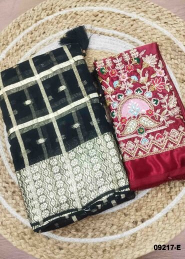 Jashwanthika -09217-E  Black Color Grid Patten Georgette Saree CM1435965 (RR4D)