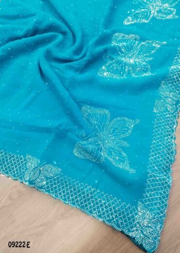 Ramya -09222-E  Cyan Color Stone Work Georgette Saree CM1472409 (RR5B)