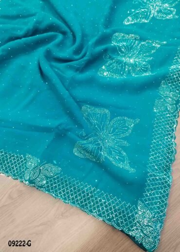 Ramya -09222-G  Cyan Color Stone Work Georgette Saree CM1472409 (RR5B)