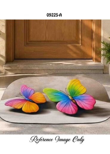 Butterfly - 09225-A Tan Color Butterfly Printed Anti-Slip Door Mat CM1446292 (LR6C)