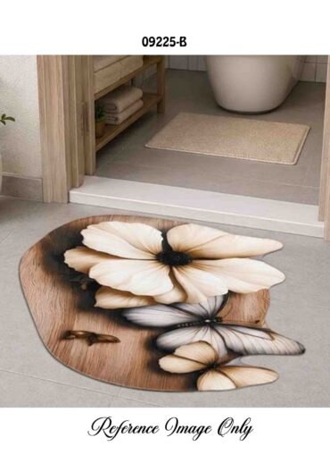 Butterfly - 09225-B Brown Color Butterfly Printed Anti-Slip Door Mat CM1446292 (LR6C)