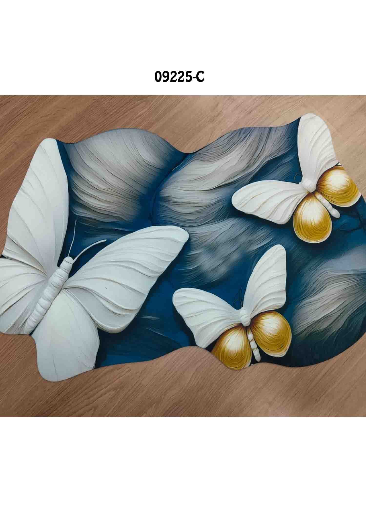 Butterfly - 09225-C Blue Color Butterfly Printed Anti-Slip Door Mat CM1446292 (LR6C)