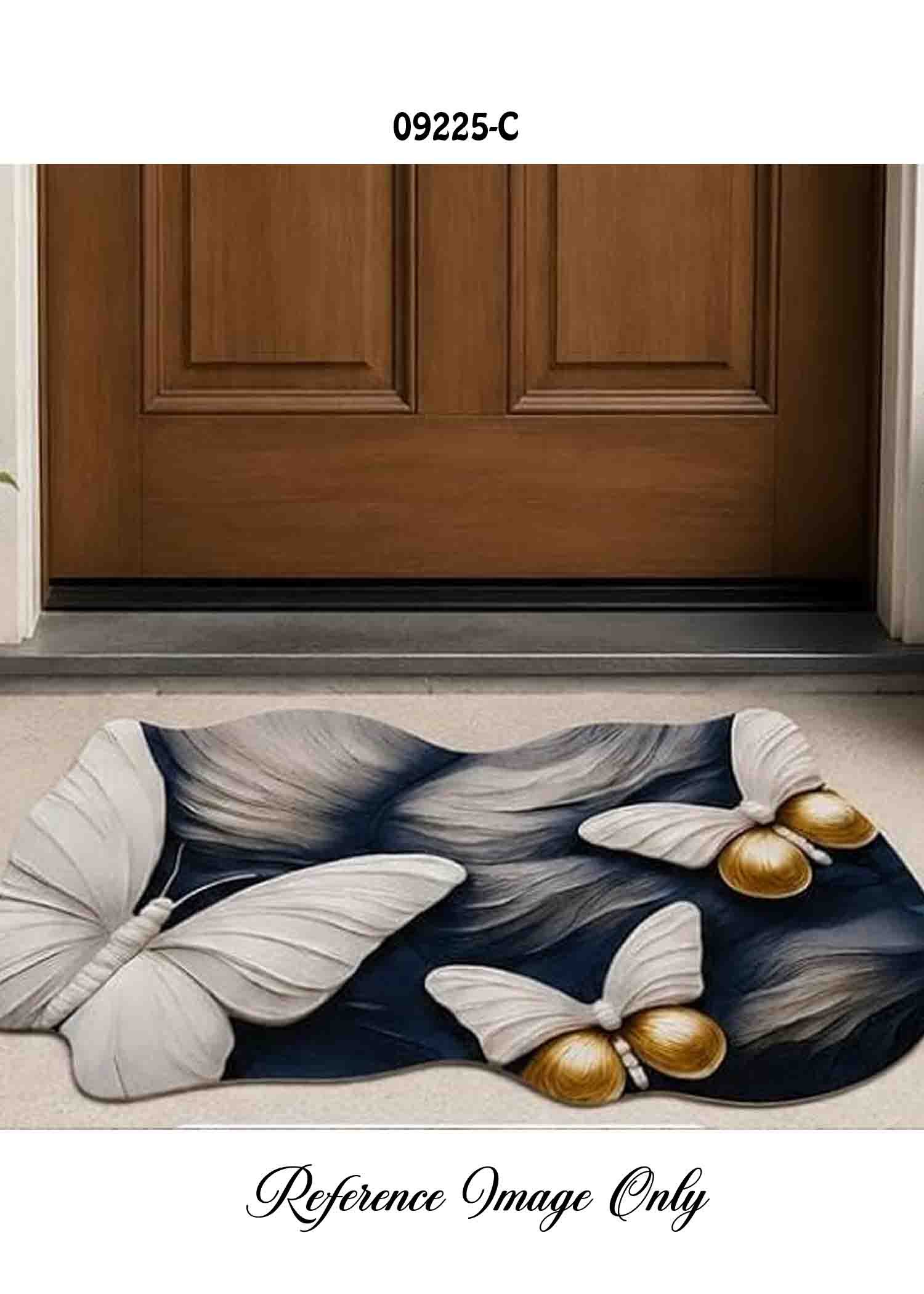 Butterfly - 09225-C Blue Color Butterfly Printed Anti-Slip Door Mat CM1446292 (LR6C)
