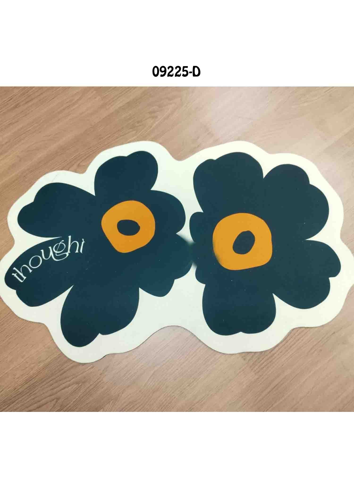 Butterfly - 09225-D White Color Flower Printed Anti-Slip Door Mat CM1446292 (LR6C)