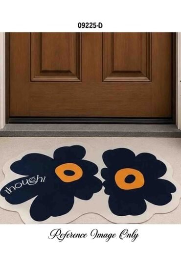 Butterfly - 09225-D White Color Flower Printed Anti-Slip Door Mat CM1446292 (LR6C)