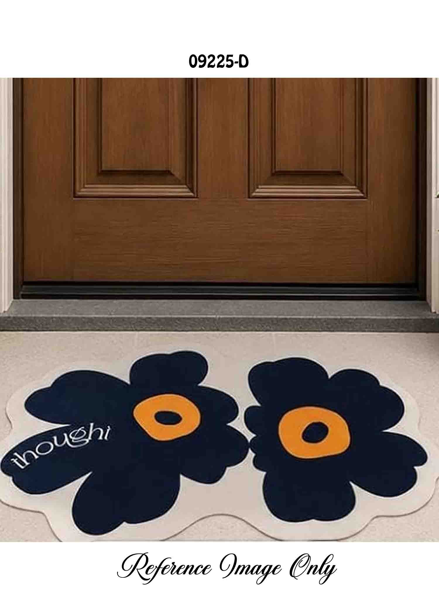 Butterfly - 09225-D White Color Flower Printed Anti-Slip Door Mat CM1446292 (LR6C)