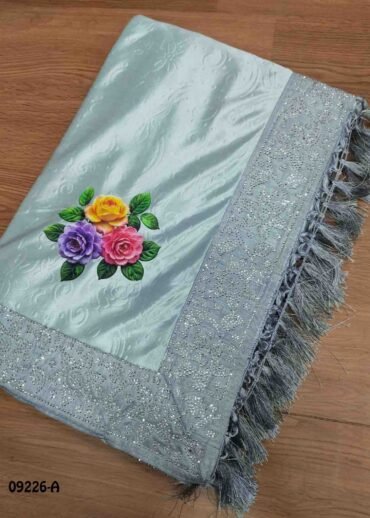 Thenmozhi - 09226-A  Grey Color Emboss Lycra Saree CM1449248 (LR2C)