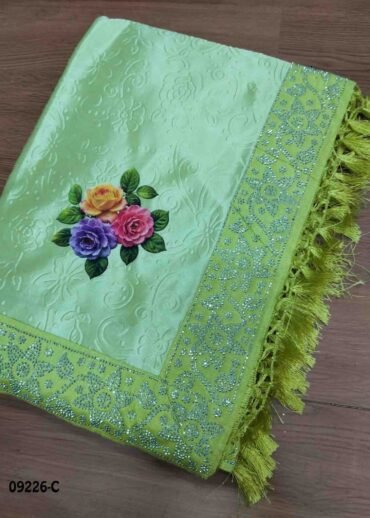 Thenmozhi - 09226-C  Green Color Emboss Lycra Saree CM1449248 (LR2C)