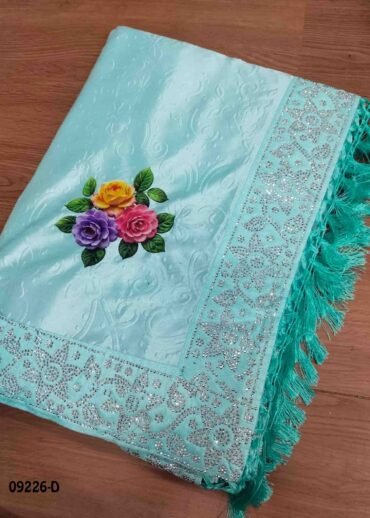 Thenmozhi - 09226-D  Skyblue Color Emboss Lycra Saree CM1449248 (LR2C)