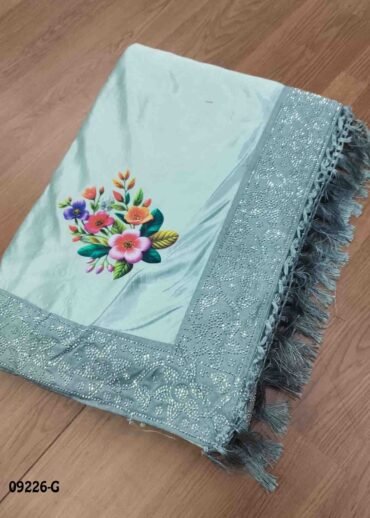 Thenmozhi - 09226-G  Grey Color Emboss Lycra Saree CM1449248 (LR2C)