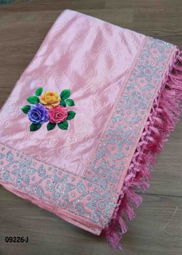 Thenmozhi - 09226-J  Pink Color Emboss Lycra Saree CM1449248 (LR2C)