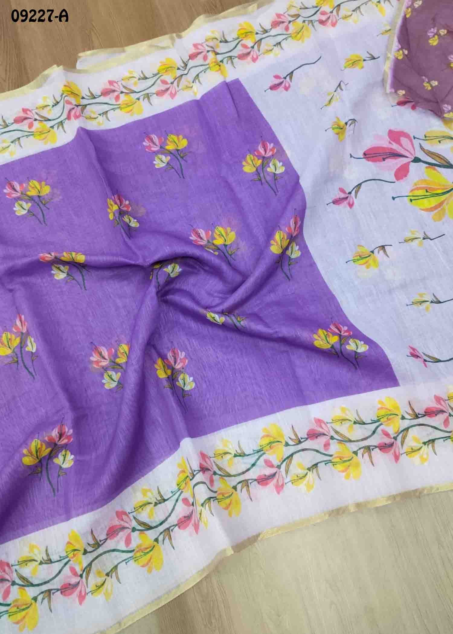 Thangam - 09227-A Violet Color Excellent Linen Saree CM1456859 (LR2C)