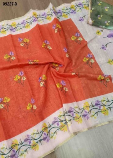 Thangam - 09227-D  Orange Color Excellent Linen Saree CM1456859 (LR2C)