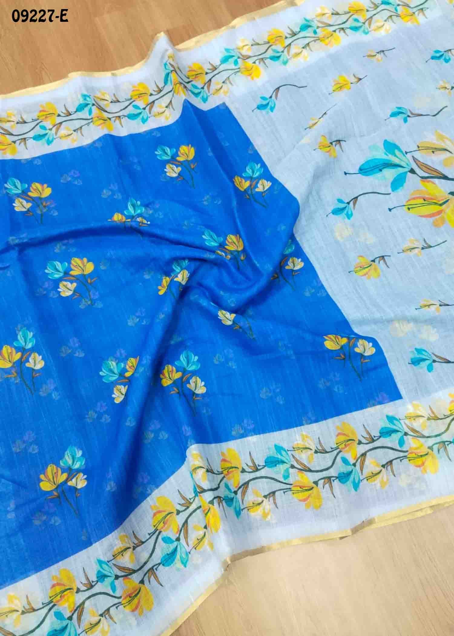 Thangam - 09227-E Inkblue Color Excellent Linen Saree CM1456859 (LR2C)