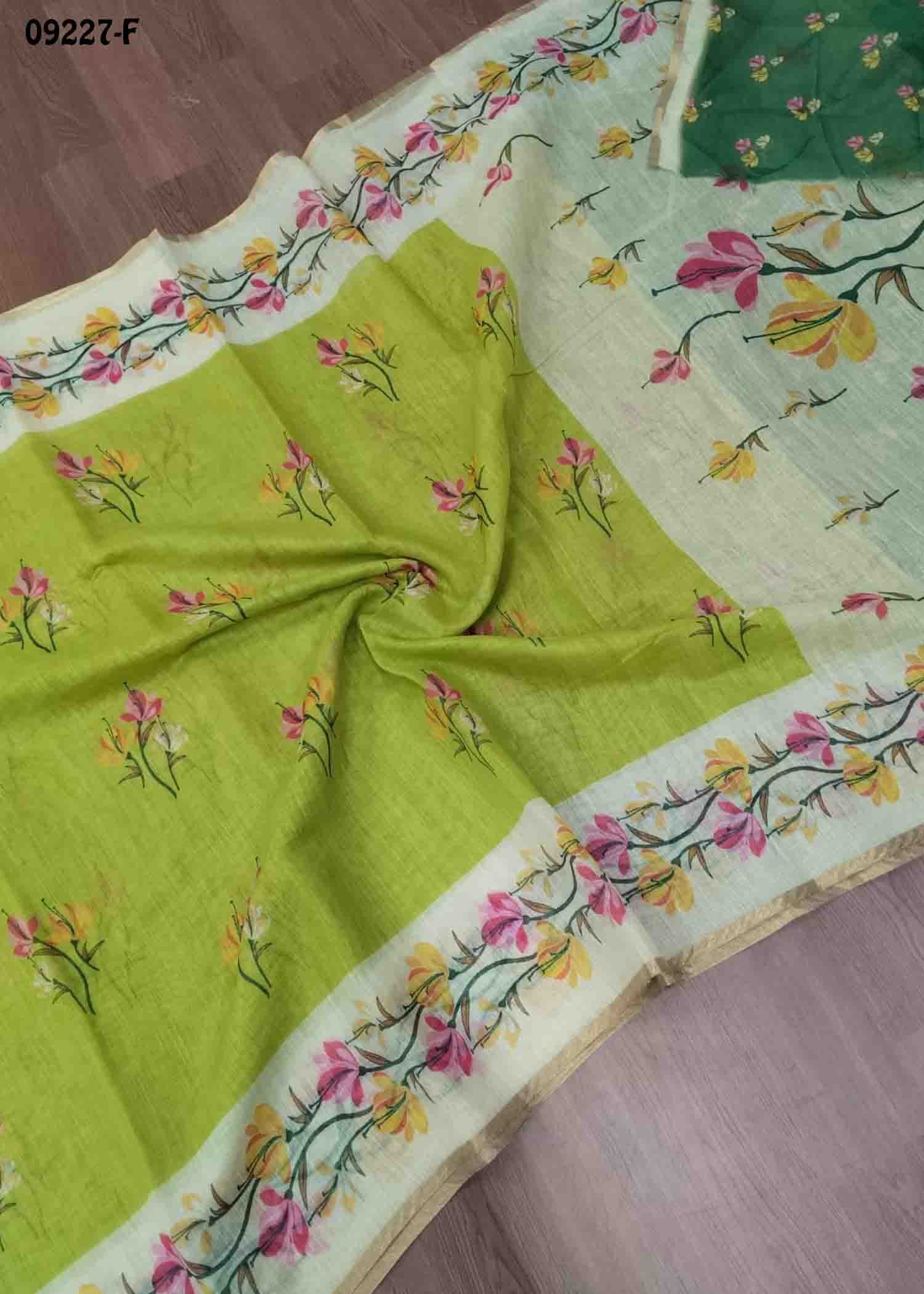 Thangam - 09227-F Green Color Excellent Linen Saree CM1456859 (LR2C)