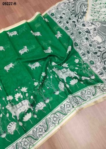 Thangam - 09227-H  Green Color Excellent Linen Saree CM1456859 (LR2C)