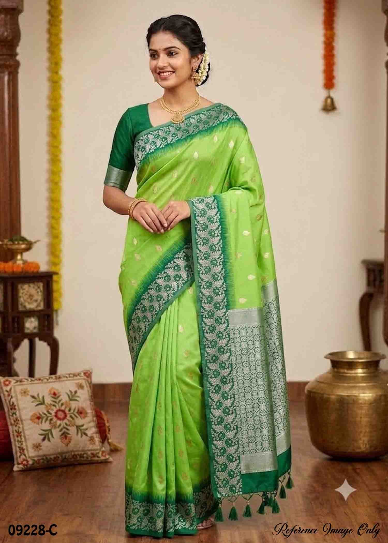 Vishupriya - 09228-C ParrotGreen Color Excellent Chanderi Silk Saree CM1449815 (LR2C)