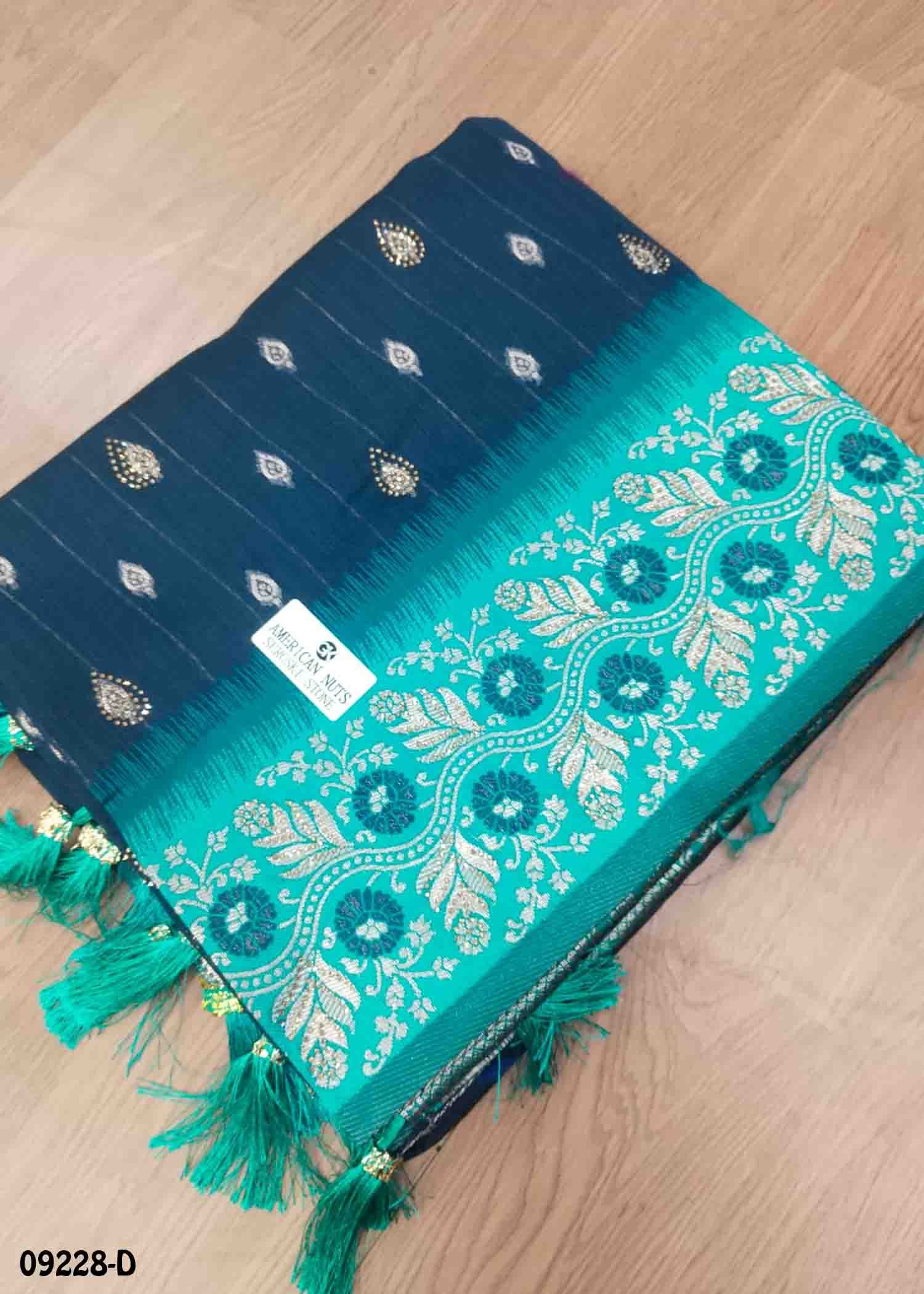 Vishupriya - 09228-D Peacockblue Color Excellent Chanderi Silk Saree CM1449815 (LR2C)