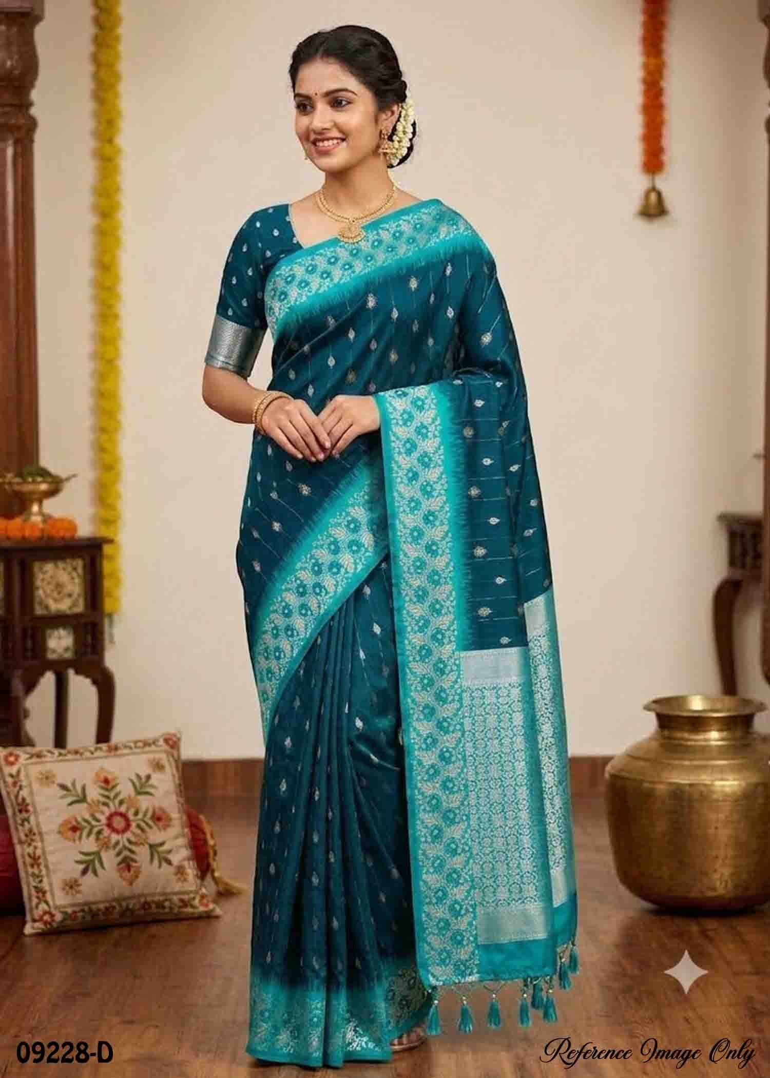 Vishupriya - 09228-D Peacockblue Color Excellent Chanderi Silk Saree CM1449815 (LR2C)