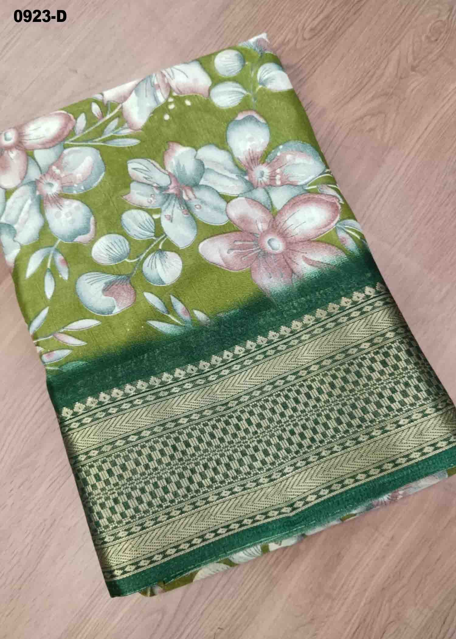 Ezhil -0923-D OliveGreen Color Trendy Dola Silk Saree CM1468312 (RR2E)