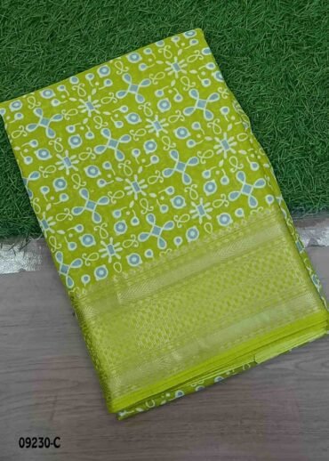 Saipallavi -09230-C  LimeGreen Color Trendy Synthetic Cotton Saree CM1438259 (RR4E)