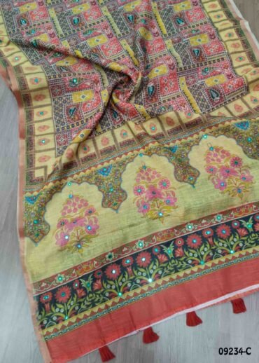 Sharmila - 09234-C  Multi  Color Excellent Linen  Saree CM1442560 (LR4C)