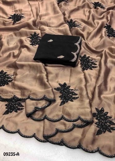 Padma - 09235-A Tan Color Black Rangoli  Saree CM1437422 (LR4D)