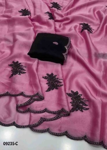 Padma - 09235-C Pink Color Black Rangoli  Saree CM1437422 (LR4D)