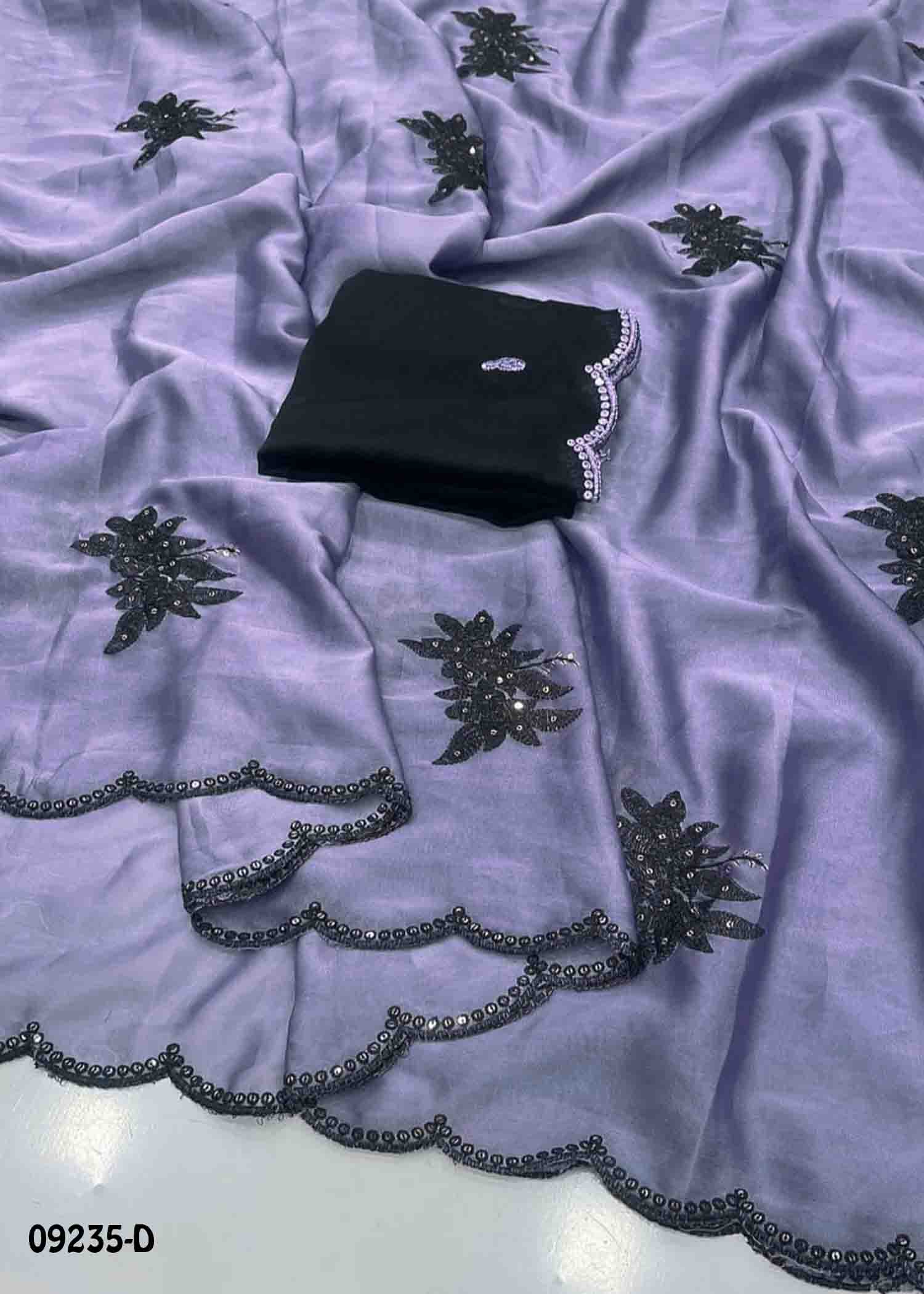 Padma - 09235-D Lavander Color Black Rangoli Saree CM1437422 (LR4D)