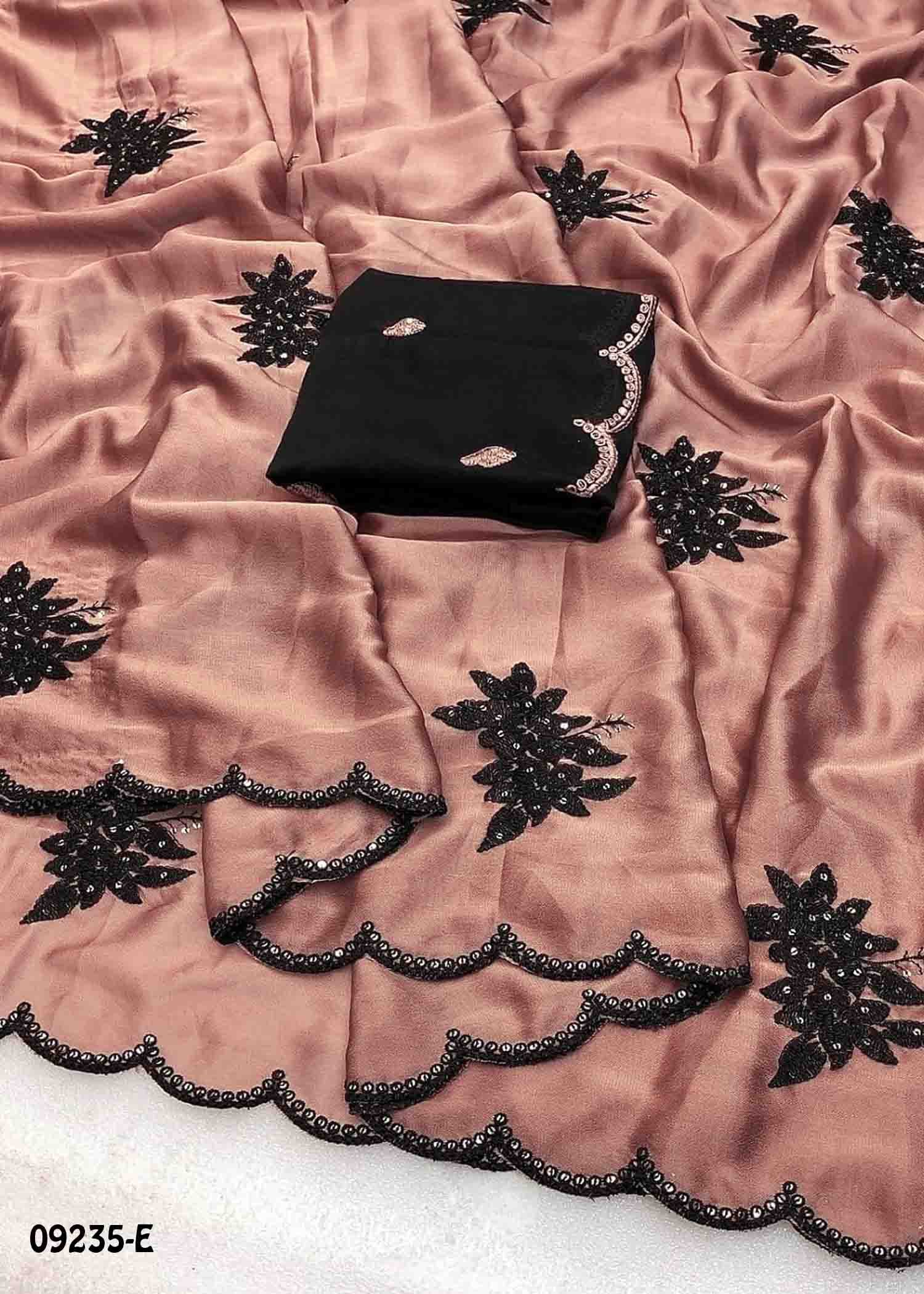 Padma - 09235-E Lightbrown Color Black Rangoli Saree CM1437422 (LR4D)