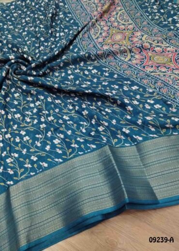 Pragathy -09239-A  PeacockBlue Color Trendy Moss Chiffon Saree CM1463765 (RR4E)