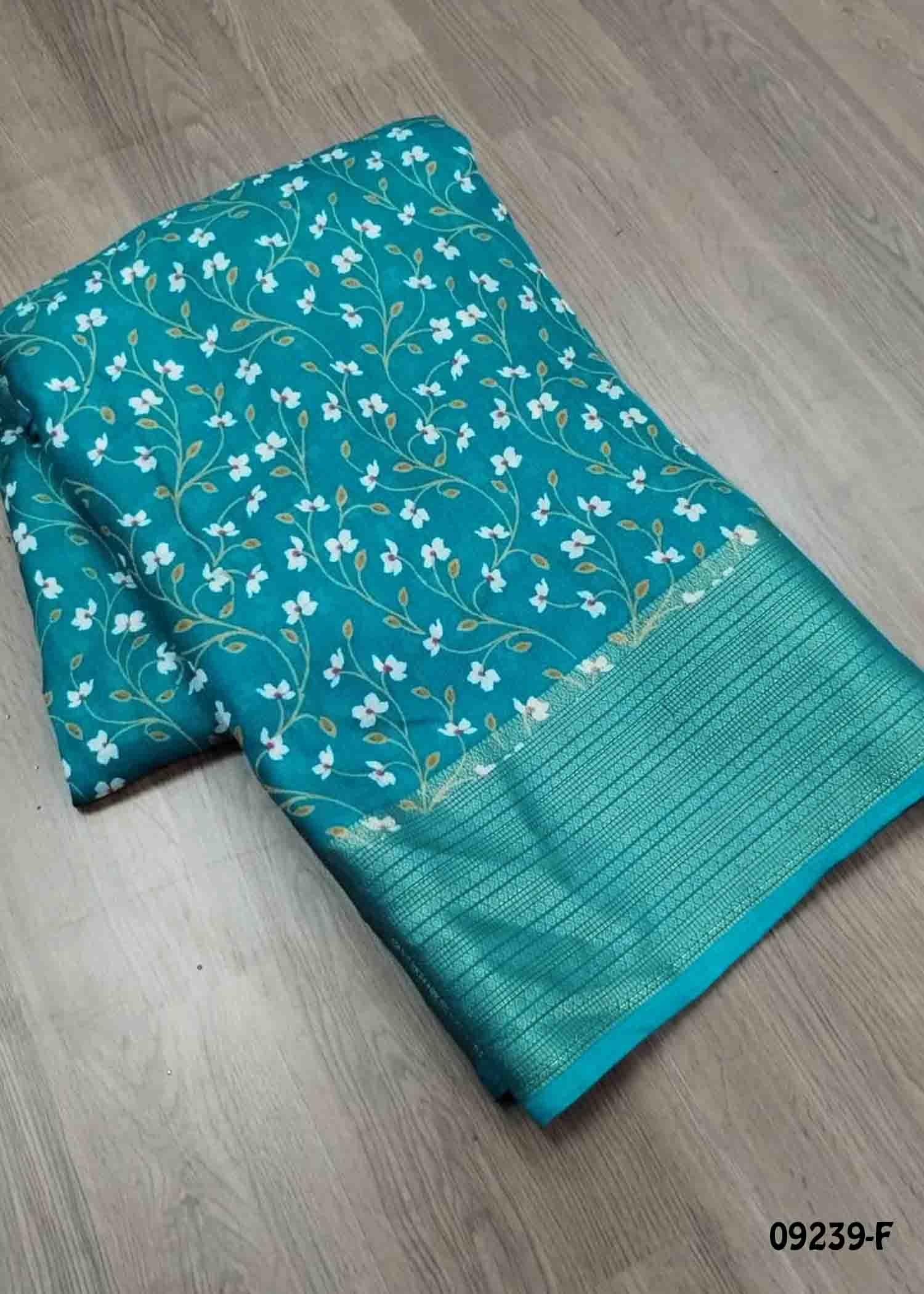 Pragathy -09239-F Cyan Color Trendy Moss Chiffon Saree CM1463765 (RR4E)