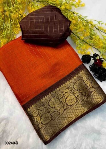 Danvika - 09240-B  RustOrange Color Uniform Collection Dola Silk Saree CM1462023