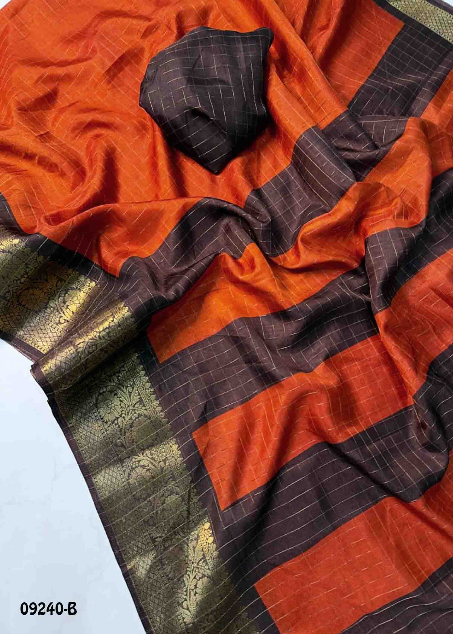 Danvika - 09240-B RustOrange Color Uniform Collection Dola Silk Saree CM1462023
