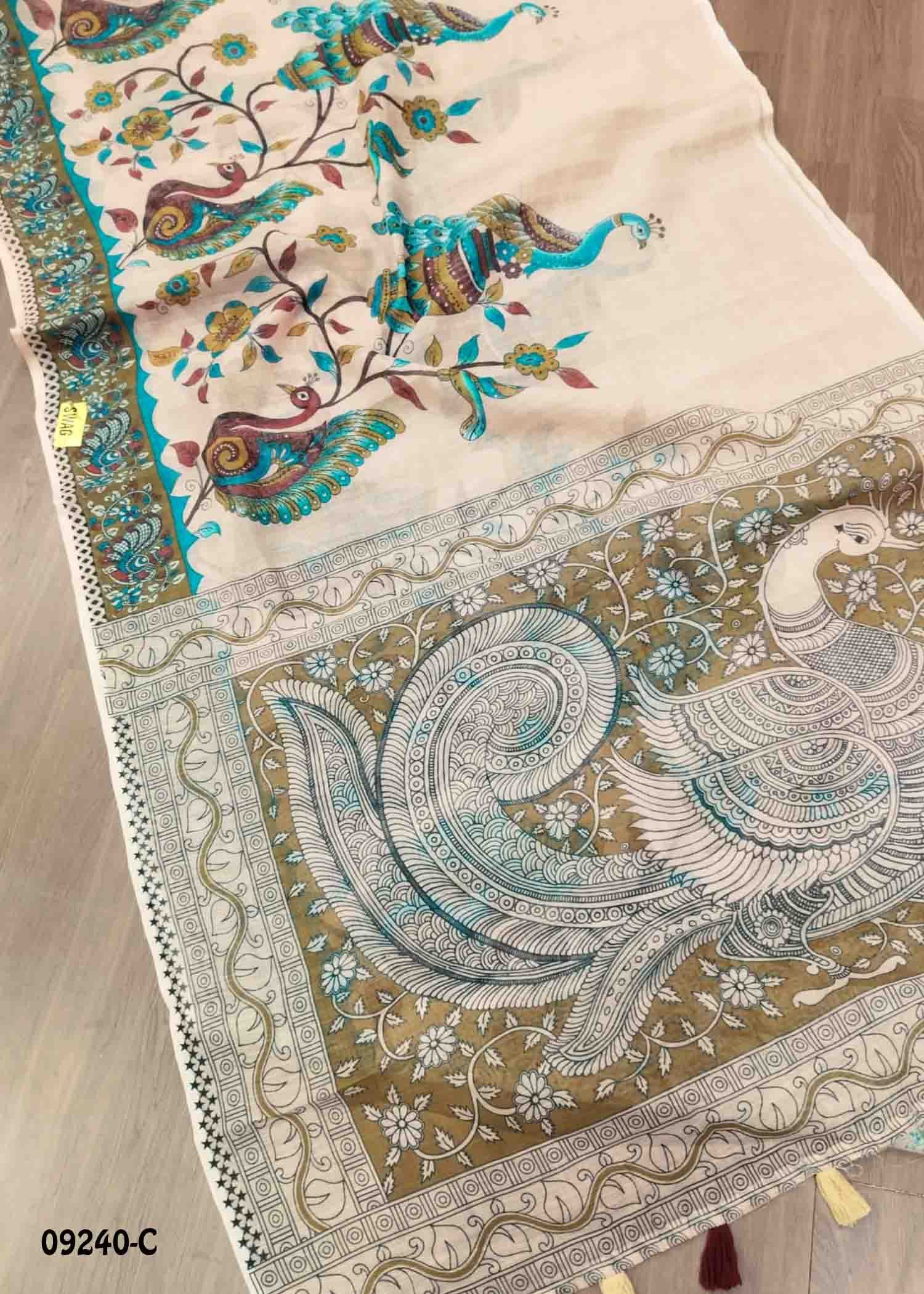 Danvika - 09240-C LightPeach Color Uniform Collection Linen Cotton Saree CM1449252