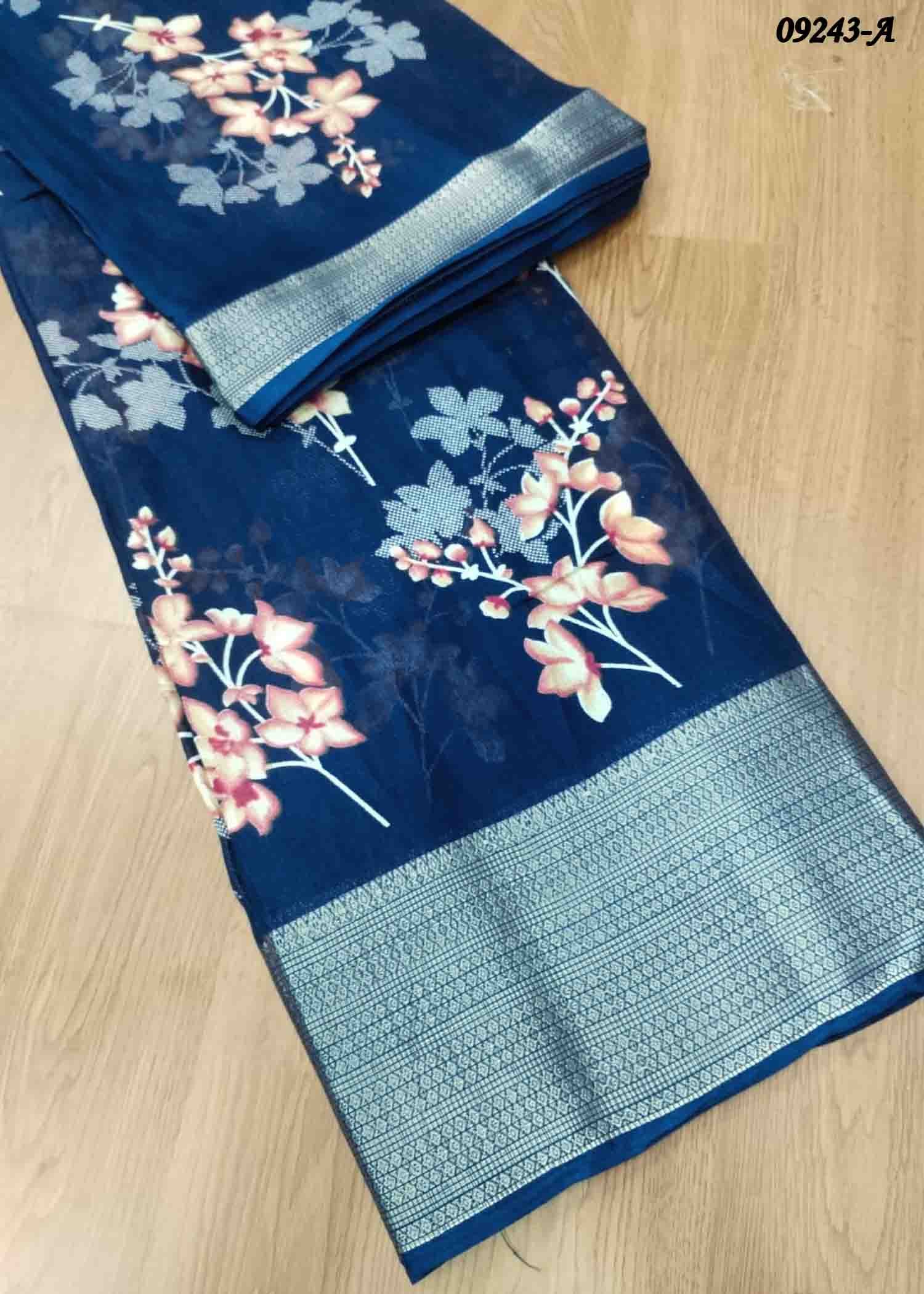 Kiruthika - 09243-A Navyblue Color Excellent Moss Chiffon Saree CM1463765 (LR4D)