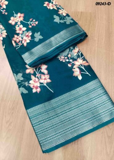 Kiruthika - 09243-D  Peacockblue Color Excellent Moss Chiffon Saree CM1463765 (LR4D)