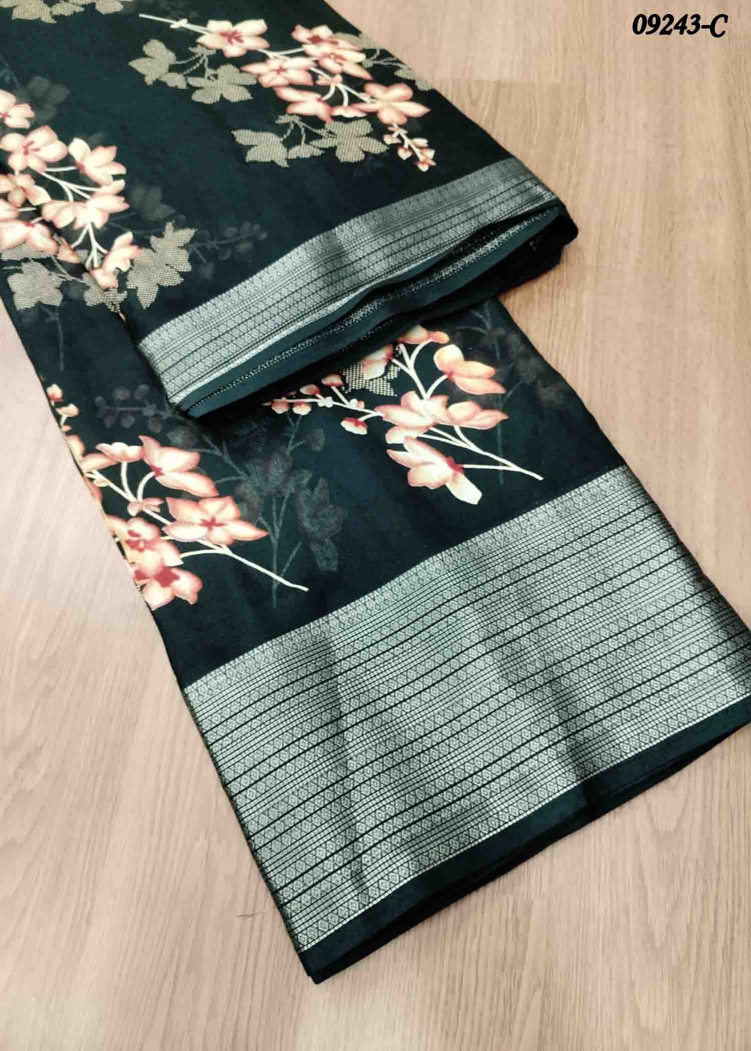 Kiruthika - 09243-C Black Color Excellent Moss Chiffon Saree CM1463765 (LR4D)