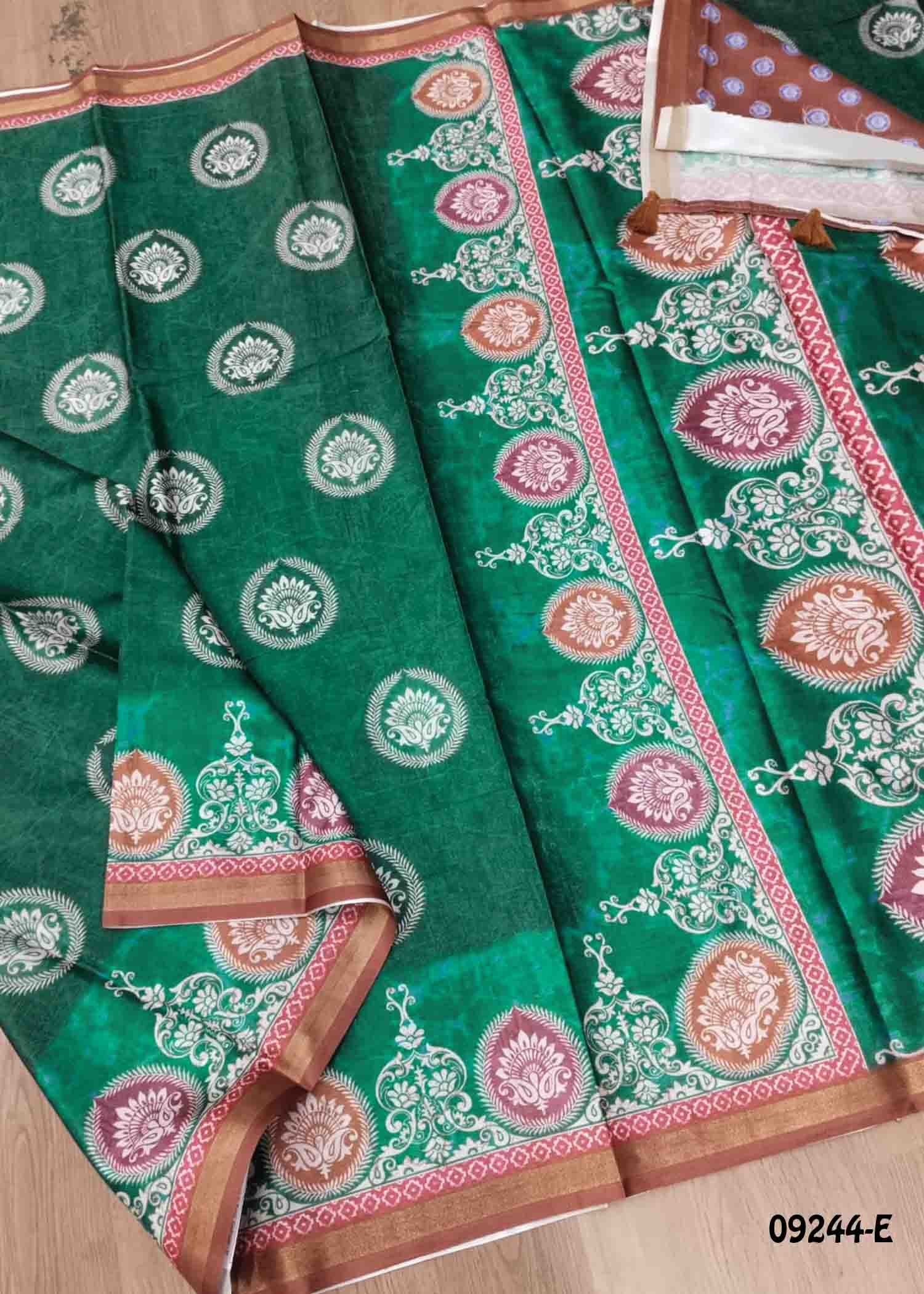 Taarika - 09244-E Green Color Fancy Cotton Saree CM1452362 (RR1B)