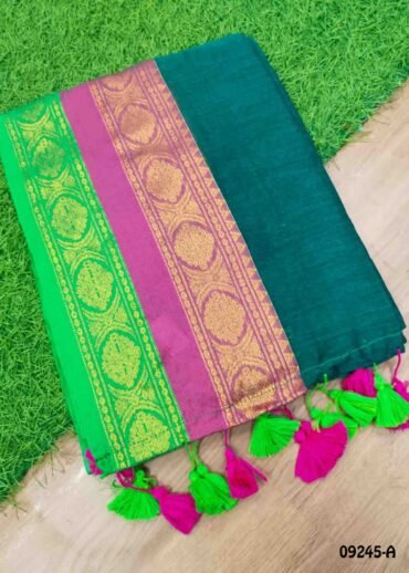 Aadvika - 09245-A  PeacockGreen Color Premium Mul Cotton Saree CM1460550 (RR1C)