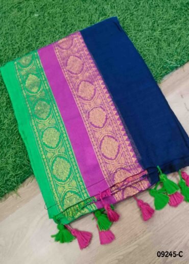 Aadvika - 09245-C  NavyBlue Color Premium Mul Cotton Saree CM1460550 (RR1C)