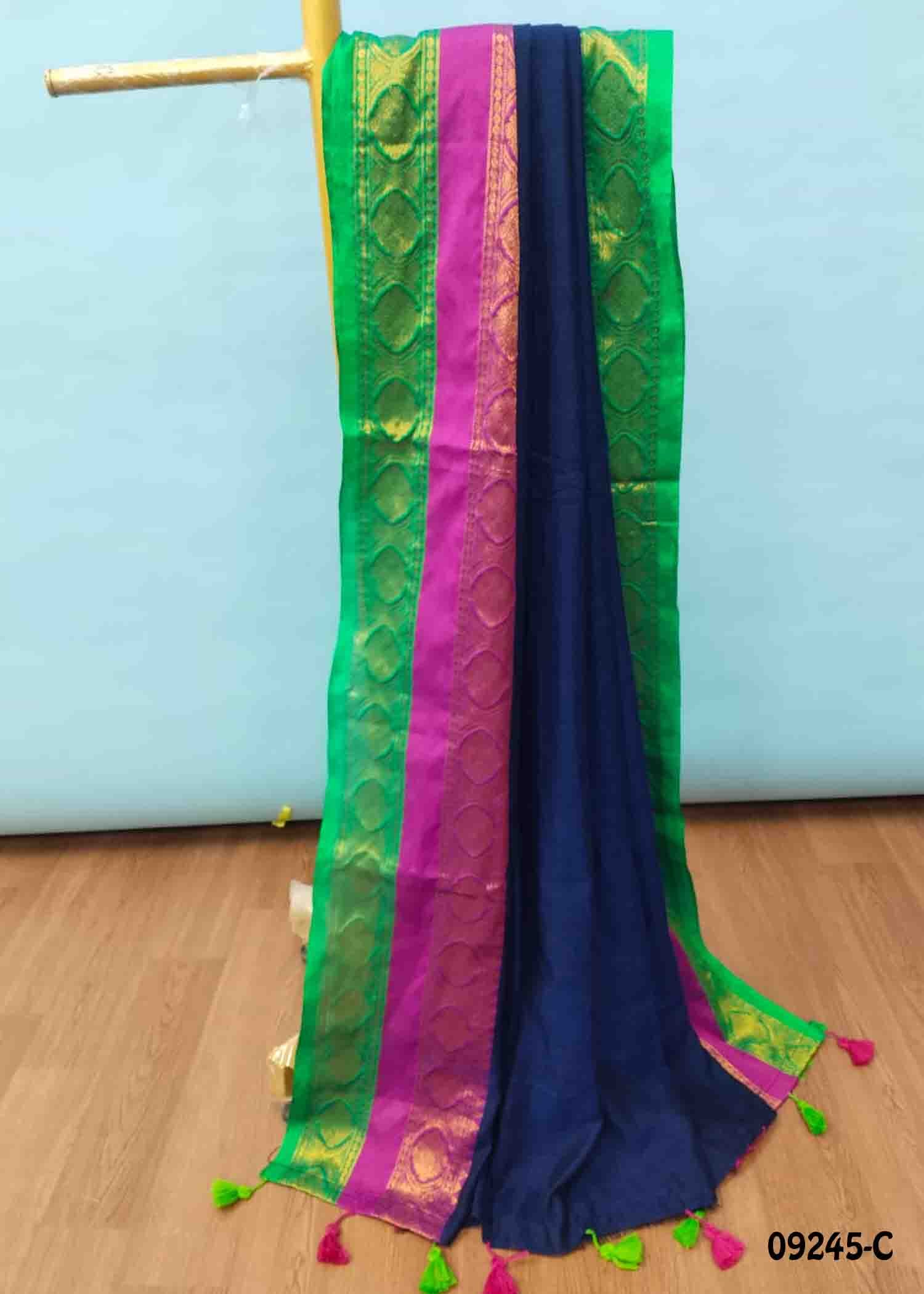 Aadvika - 09245-C NavyBlue Color Premium Mul Cotton Saree CM1460550 (RR1C)