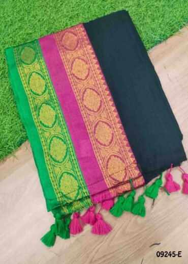 Aadvika - 09245-E  Black Color Premium Mul Cotton Saree CM1460550 (RR1C)