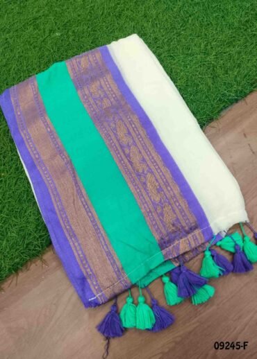 Aadvika - 09245-F  Halfwhite Color Premium Mul Cotton Saree CM1460550 (RR1C)
