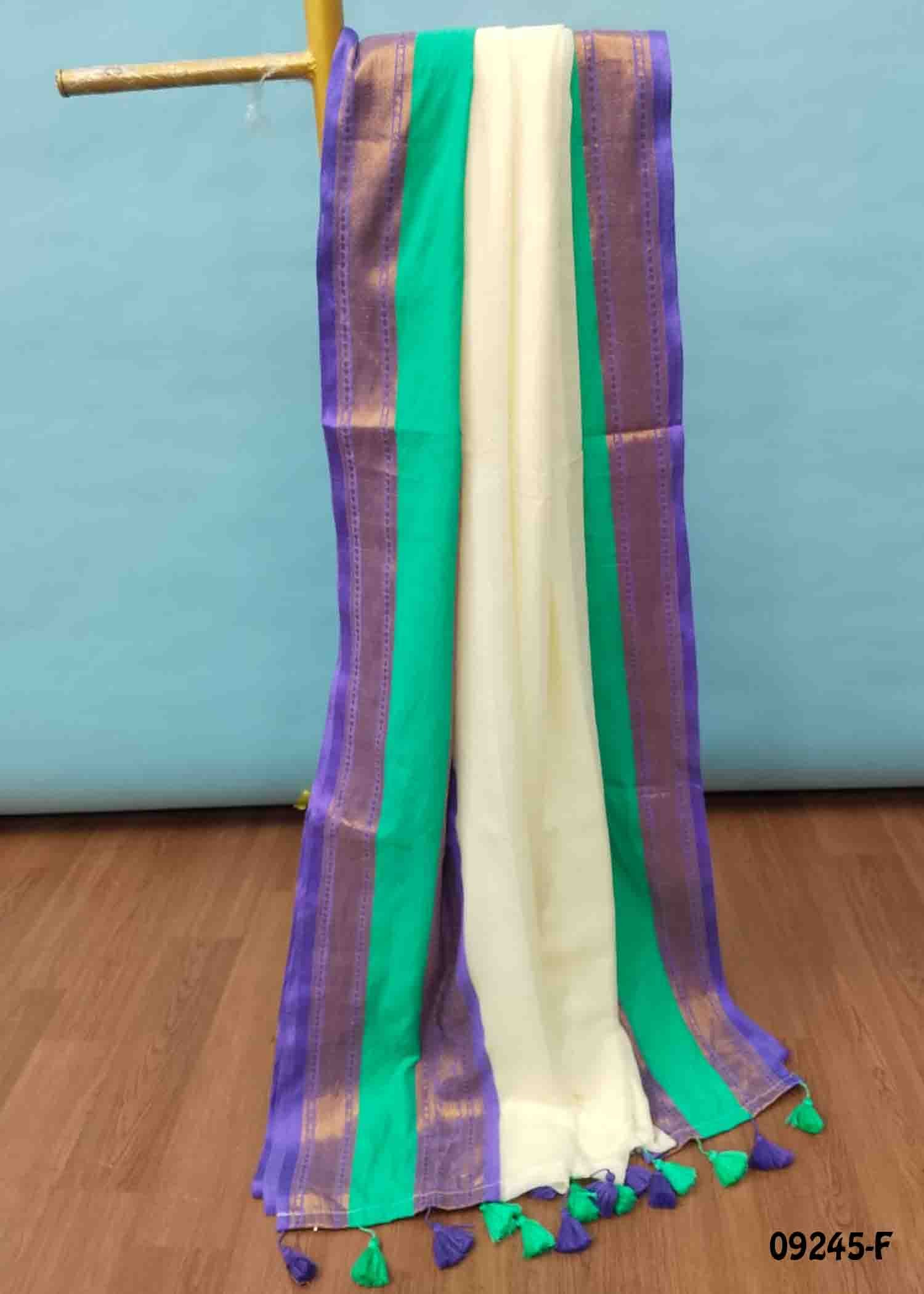 Aadvika - 09245-F Halfwhite Color Premium Mul Cotton Saree CM1460550 (RR1C)
