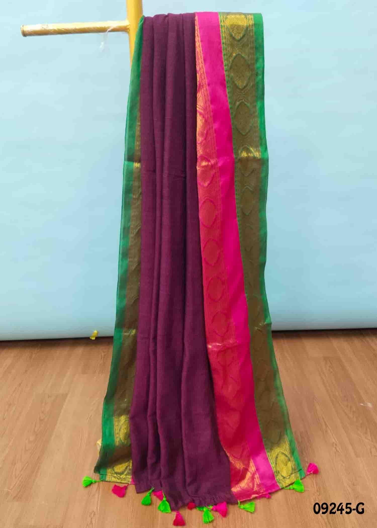 Aadvika - 09245-G Purple Color Premium Mul Cotton Saree CM1460550 (RR1C)