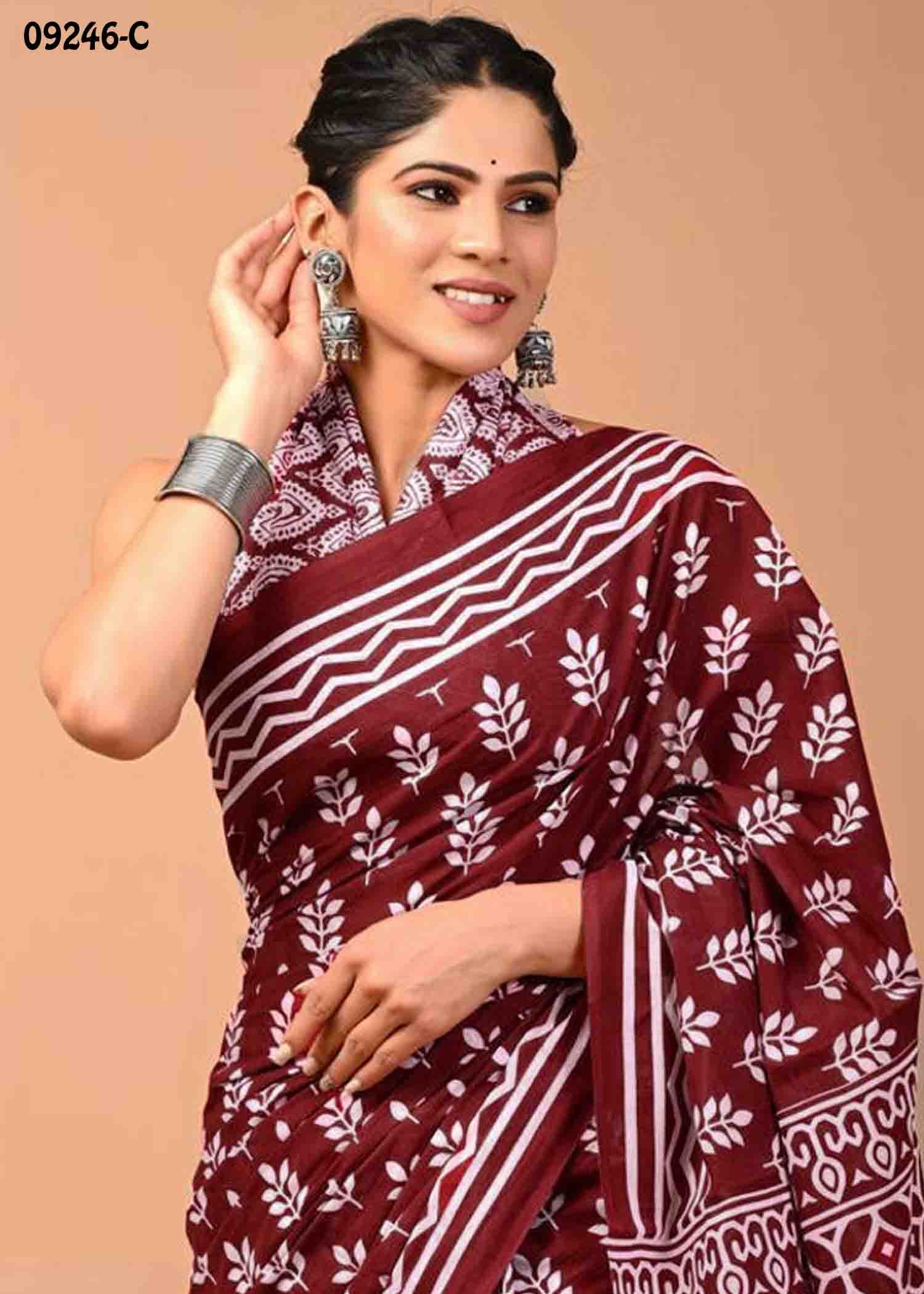 Taaniya -09246-C Maroon Color Trendy Mulmul Cotton Saree CM1463628 (RR1C)