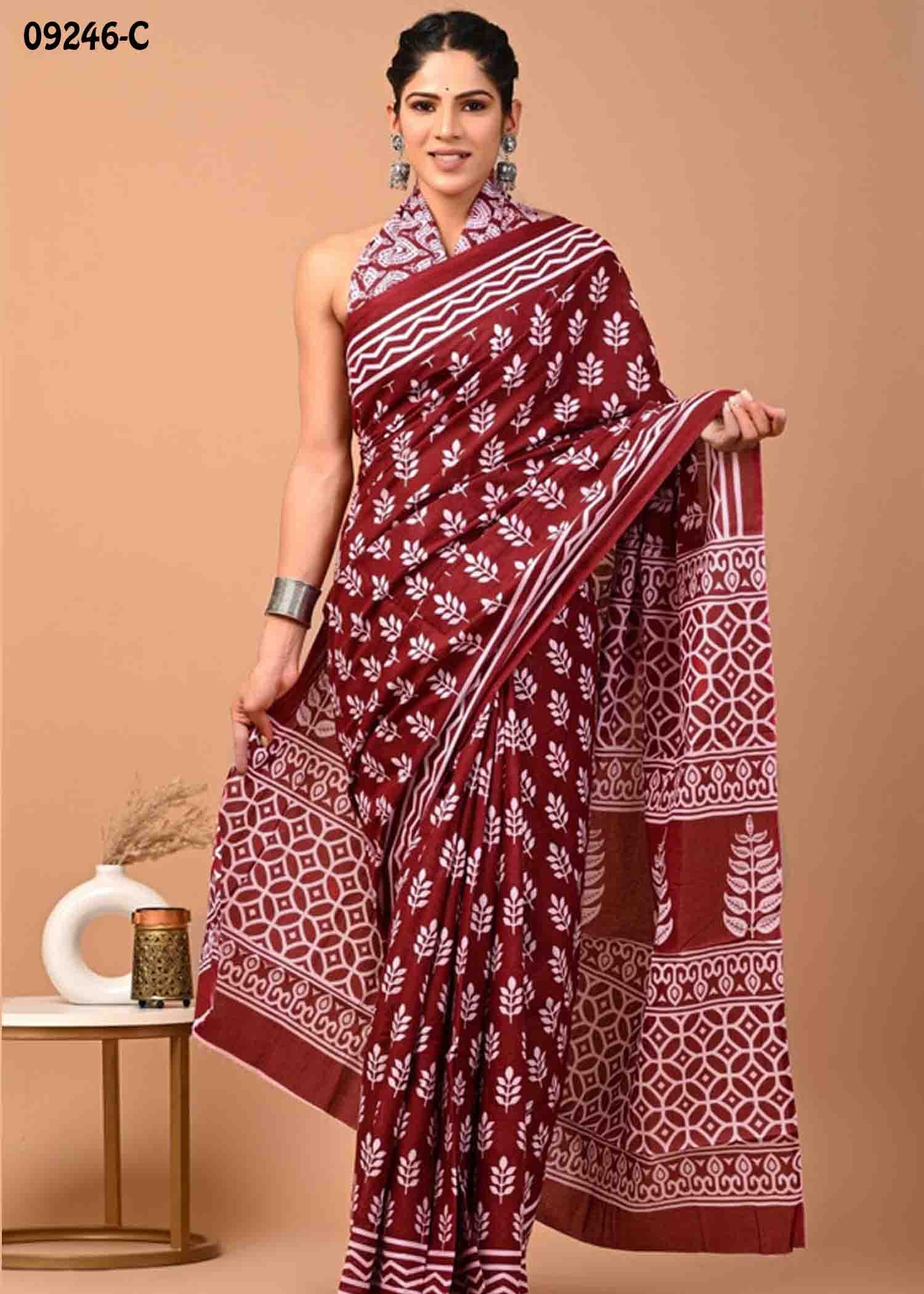 Taaniya -09246-C Maroon Color Trendy Mulmul Cotton Saree CM1463628 (RR1C)