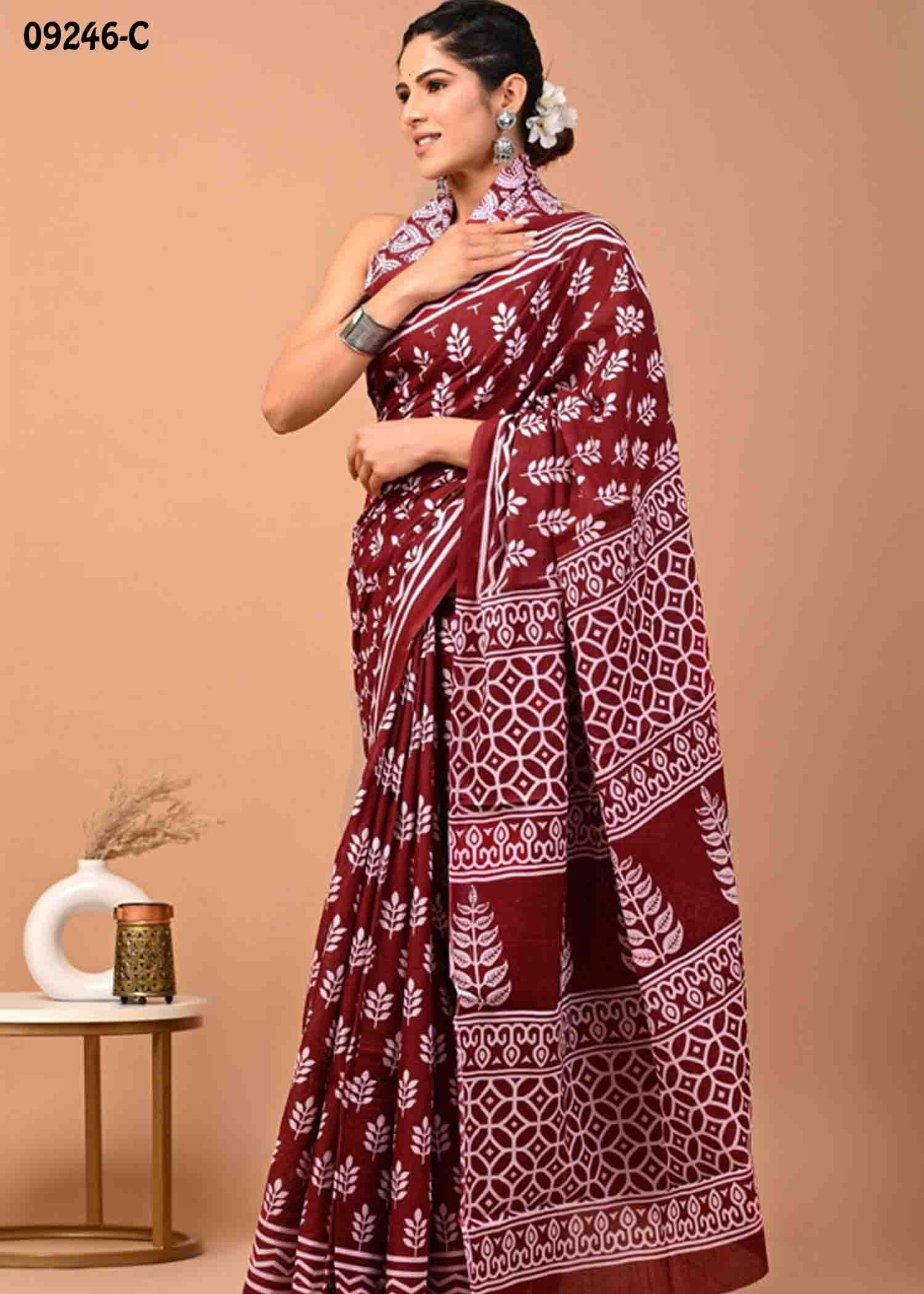 Taaniya -09246-C Maroon Color Trendy Mulmul Cotton Saree CM1463628 (RR1C)