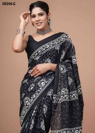 Taaniya -09246-G  Black Color Trendy  Mulmul Cotton Saree CM1463628 (RR1C)
